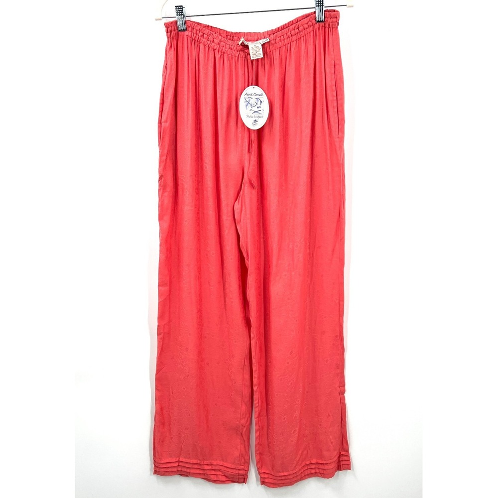 NEW April Cornell delia pant peach wide‎ leg jacquard boho fairy flowy M READ